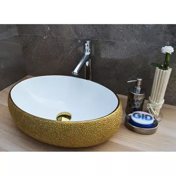 Раковина Gid Nc433 белая/золотая