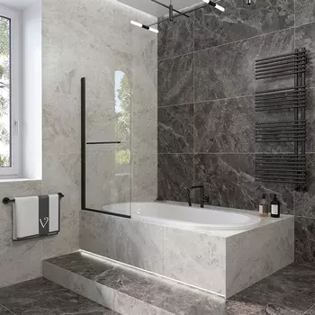 Шторка для ванны Veconi PL79B-90-01-C4 стекло прозрачное