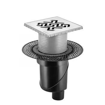 Трап для душа Berges Platz Antik 150х150 матовый хром вертикальный выпуск