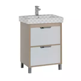 Тумба под раковину Aquanet Гретта 60 2 ящика светлый дуб/белый