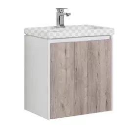 Тумба под раковину Aquanet Клио 60 белый (фасад Дуб Кантри) (Фостер)