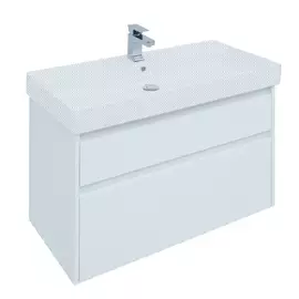 Тумба под раковину Aquanet Nova Lite 90 2 ящика, белый глянец