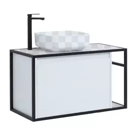 Тумба под раковину Aquanet Nova Lite Loft 90 L белый глянец
