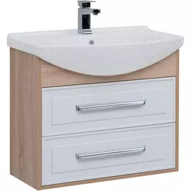 Тумба под раковину Aquanet Остин 75 белый глянец/дуб сонома