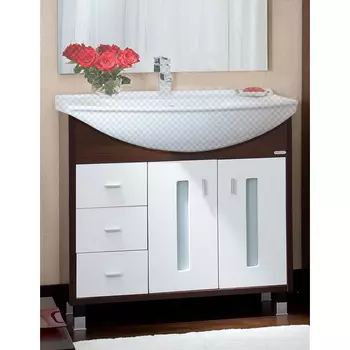 Тумба под раковину Бриклаер Бали 85 белый глянец/венге