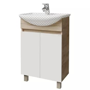 Тумба под раковину Grossman Поло 105501 дуб сонома светлый/белый глянцевый