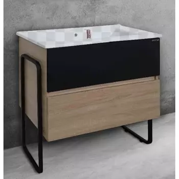 Тумба под раковину Grossman Солис 85 дуб санома/черная