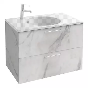 Тумба под раковину Jacob Delafon Odeon Rive Gauche 80 EB2522 ручки хром белый мрамор