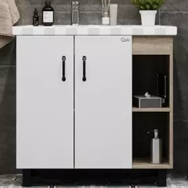 Тумба под раковину Оника Тимбер 80.10 белый матовый/дуб сонома