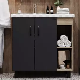 Тумба под раковину Оника Тимбер 80.10 серый матовый/дуб сонома