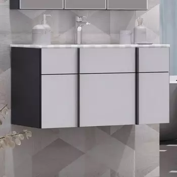 Тумба под раковину Opadiris Кристалл 90 антрацит/белый