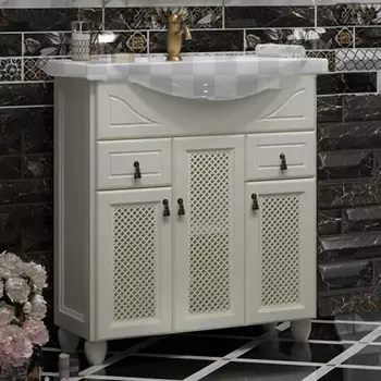 Тумба под раковину Opadiris Тибет 75 с решеткой слоновая кость