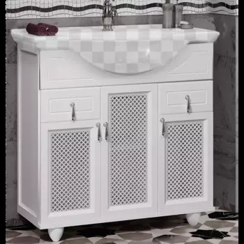 Тумба под раковину Opadiris Тибет 80 с решёткой белый матовый