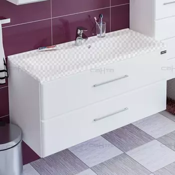 Тумба под раковину СанТа Омега 100 люкс подвесная белый