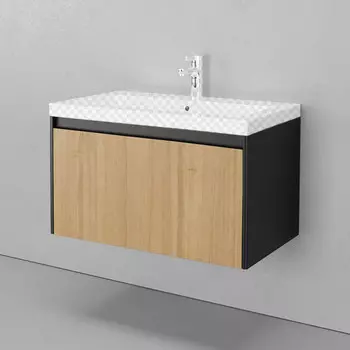 Тумба под раковину Velvex Klaufs 80.1Y черная матовая/дерево