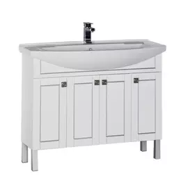 Тумба с раковиной Aquanet Честер 105 белая/патина серебро