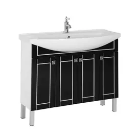 Тумба с раковиной Aquanet Честер 105 черная/патина серебро