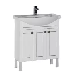 Тумба с раковиной Aquanet Честер 75 белая/патина серебро