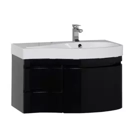 Тумба с раковиной Aquanet Сопрано 1.95 правая черная