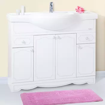 Тумба с раковиной Бриклаер Лючия 120 белый глянец