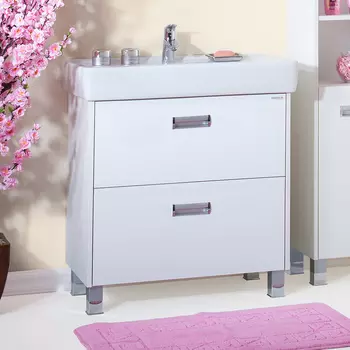 Тумба с раковиной Бриклаер Палермо 80/2 белый глянец