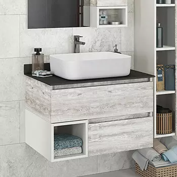 Тумба с раковиной Comforty Прага 75 00004148415 дуб белый