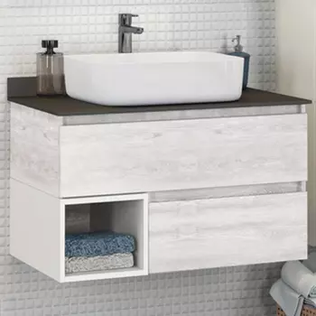 Тумба с раковиной Comforty Прага 75 4144201 дуб белый