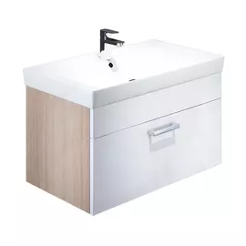 Тумба с раковиной Iddis Mirro 80 белая/под дерево MIR80W0i95K