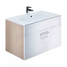 Тумба с раковиной Iddis Mirro 80 белая/под дерево MIR80W2i95K