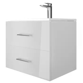 Тумба с раковиной Marka One Elena 60П стекло белый