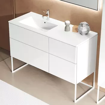 Тумба с раковиной Санвит Лира 120 с смещенной раковиной L напольная