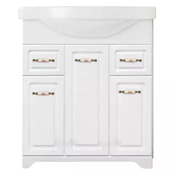 Тумба с раковиной Style Line Олеандр-2 75 белый 2 ящика