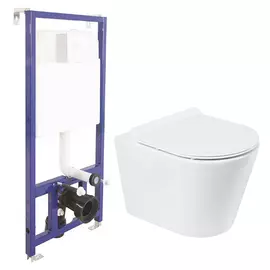 Унитаз BelBagno Flay-R BB053CHR без сидения с инсталляцией Berges Novum