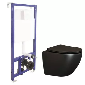 Унитаз Ceramicanova Metropol CN4002MB с инсталляцией Berges Novum