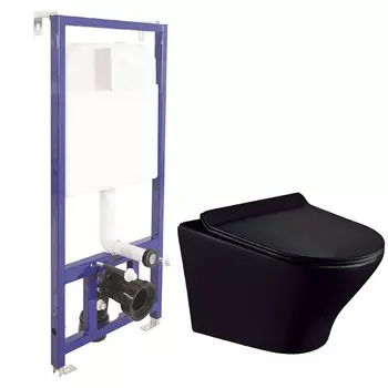 Унитаз Esbano Aster Matt Black с инсталляцией Berges Novum
