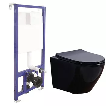 Унитаз Esbano Azalea Black с инсталляцией Berges Novum