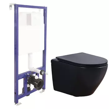 Унитаз Esbano Azalea Matt Black с инсталляцией Berges Novum