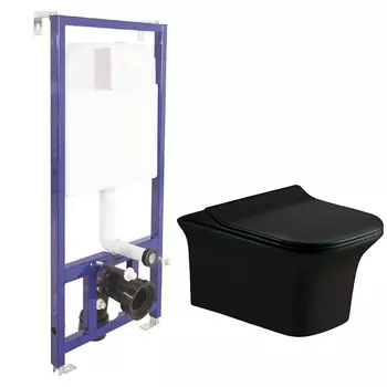 Унитаз Esbano Azul Matt Black с инсталляцией Berges Novum