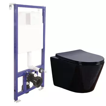 Унитаз Esbano Clavel Black с инсталляцией Berges Novum