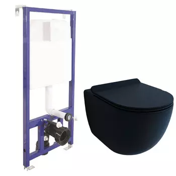 Унитаз Esbano Garcia Matt Black с инсталляцией Berges Novum