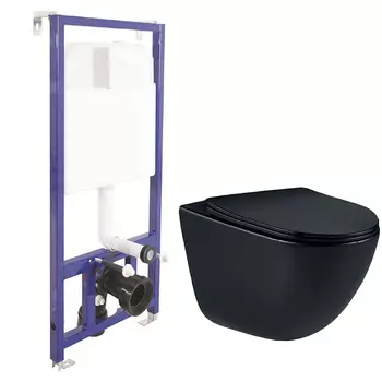 Унитаз Esbano Lotus Matt Black с инсталляцией Berges Novum