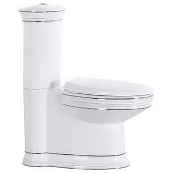 Унитаз компакт CeramaLux Classic 1409 белый хром