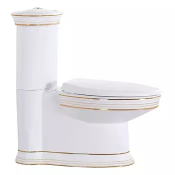 Унитаз компакт CeramaLux Classic 4283 белый золотой