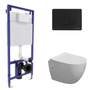 Унитаз с инсталляцией Berges Novum 043274 с черной кнопкой