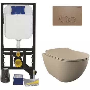 Унитаз с инсталляцией Creavit Free FE320-11CP00E-0000+GR5003+GP2002.06 капучино матовый