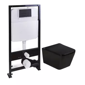 Унитаз с инсталляцией SantiLine SL-5004MB + SL-04 матовый