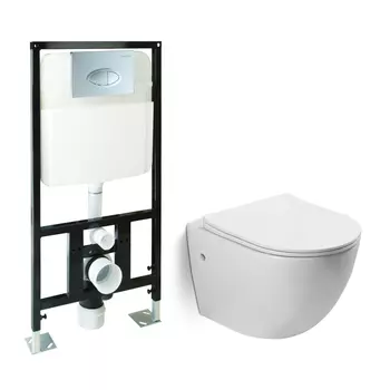 Унитаз с инсталляцией SantiLine SL-5018 + SL-01 белый