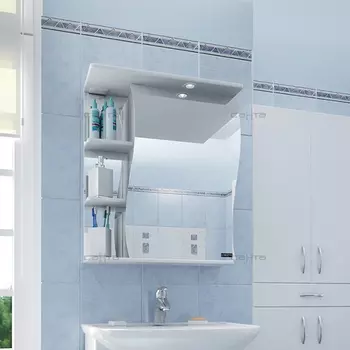 Зеркальный шкаф для ванной СанТа Волна 55 с подсветкой Петли справа