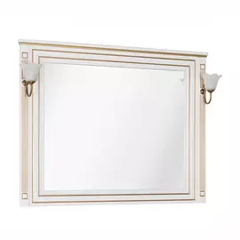 Зеркало для ванной Aquanet Паола 120 белое/патина золото