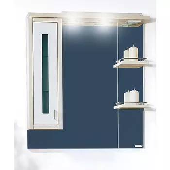 Зеркало для ванной Бриклаер Бали 75 правое белый/светлая лиственница